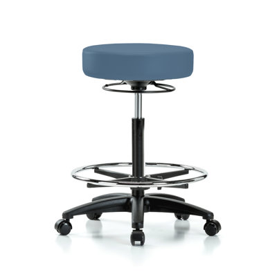 PERCH Chrome 360 Degree Height Adjustable Swivel Stool with Foot Ring | High Bench Height 24-34"