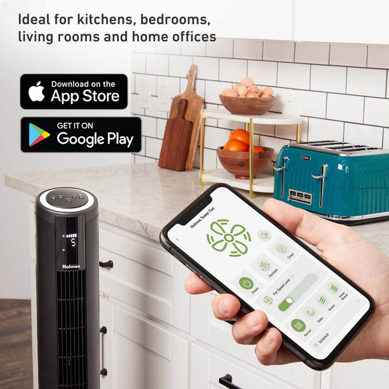 42" SmartConnect Wi-Fi Oscillating Digital Tower Fan, 5 Speeds, Remote Control