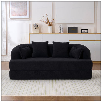 2-in-1 Foldable Sofa Bed,70 Inch Folding Boneless Couch Convertible Compressed Sleeper Sofabed, 4 Pillows for Living Room Apartment