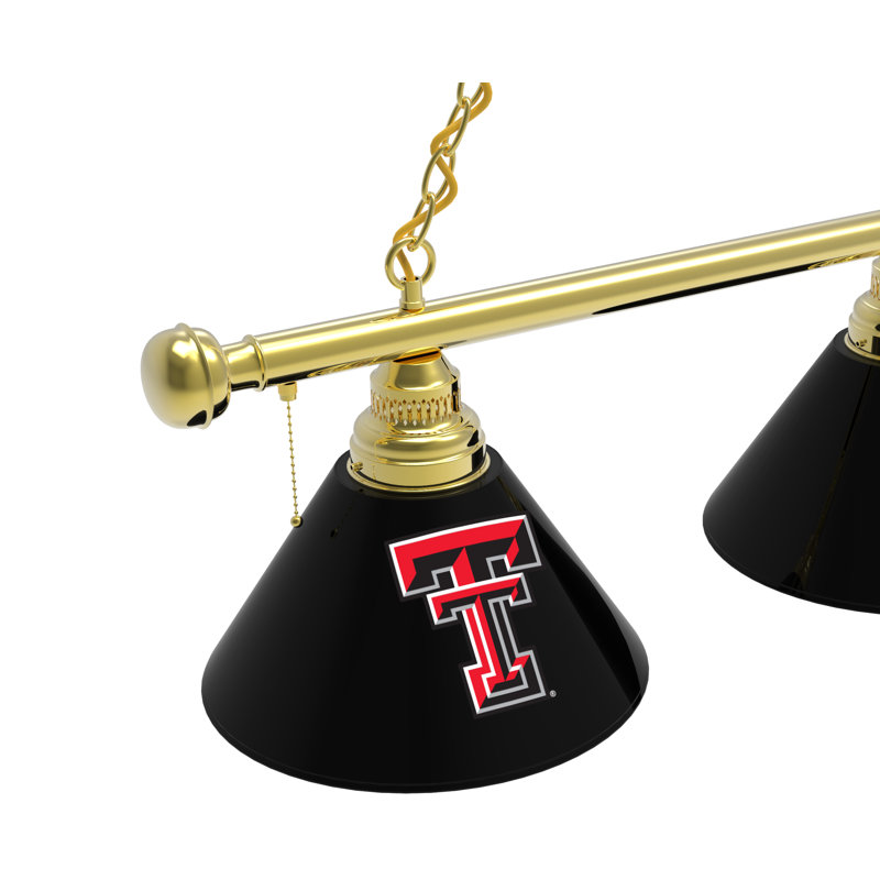 3 - Light Pool Table Lights Pendant, Brass, Texas Tech Red Raiders