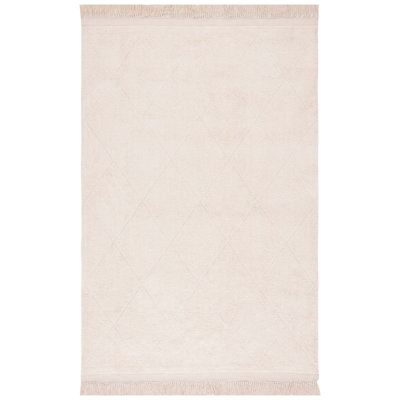 Tapis ivoire en coton tissé à la main et à plat Fredis