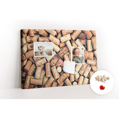 Wall Mounted cork board with print wall art message pin boards home office bulletin board ideas Wine corks