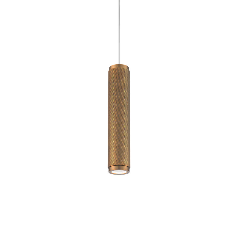 Mini Transitional Aged Brass LED Indoor/Outdoor Pendant with Glass Diffuser