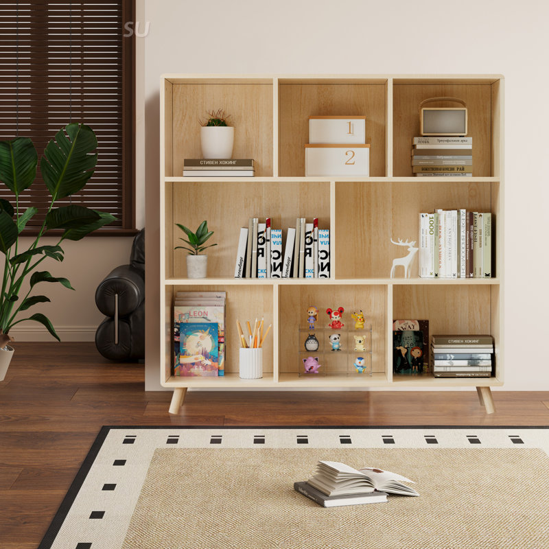 Armoire de rangement à 8 compartiments, organisateur à tablettes fixes pour livres / jouets / décoration intérieure, bibliothèque en bois moderne, armoire à compartiments multiples pour la maison / le bureau