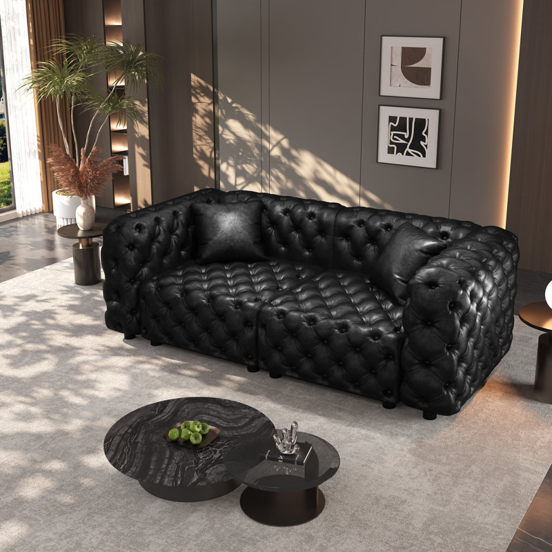 Canapé modulaire rembourré 77 po 77 po, Noir