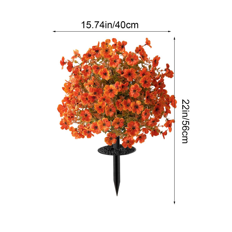 Fleurs artificielles kbndieu violet pour l'extérieur avec épi de sol, arbustes de verdure artificiels résistants aux rayons UV, buissons de plantes florales réalistes pour la maison