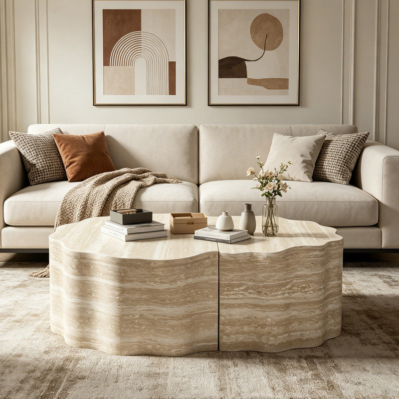 Ensemble de 2 tables basses gigognes gigognes, tables d'appoint en bois minimalistes, tables d'appoint de salon multifonctionnelles, sans assemblage