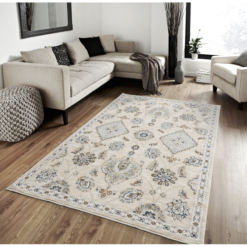 Tapis beige Berangere, Tapis de couloir 2 pi 7 po x 7 pi 2 po