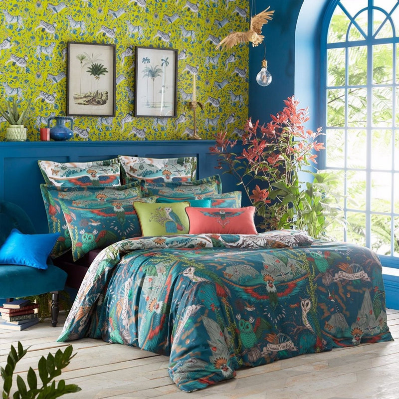 Blue/Green/Pink 100% Cotton 200 TC Reversible Duvet Cover, Double Duvet Cover