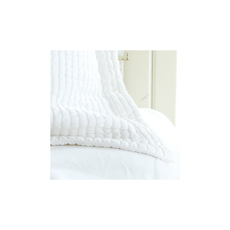 Hudson Stripe Single Coverlet, King, White