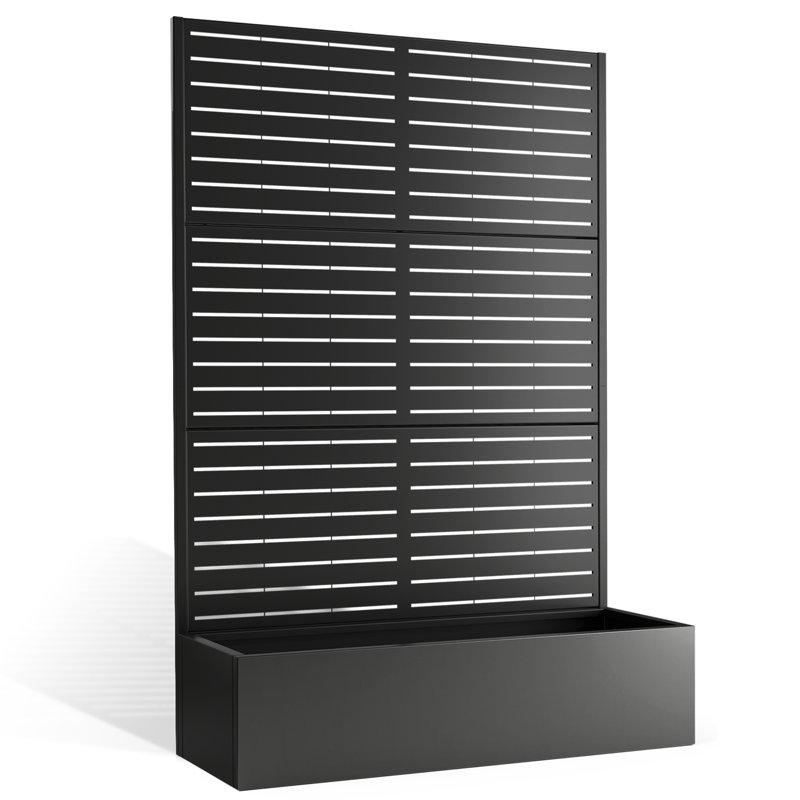 Boîte à fleurs en métal avec treillis, lit de jardin surélevé pour l'extérieur avec écran d'intimité pour plantes grimpantes, lit de jardin en métal avec trous de drainage, boîte à fleurs en métal pour patio ou balcon