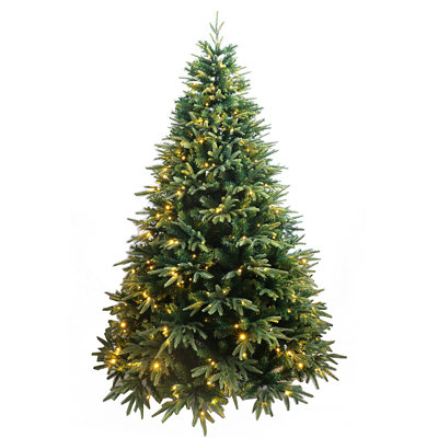 Double sapin de Noël artificiel vert 6 pi avec 330 lumières colorées et blanches