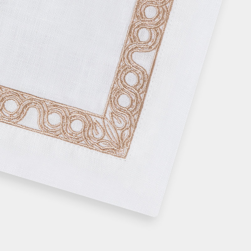 Anatolia Scroll Border Embroidered Cocktail Napkin