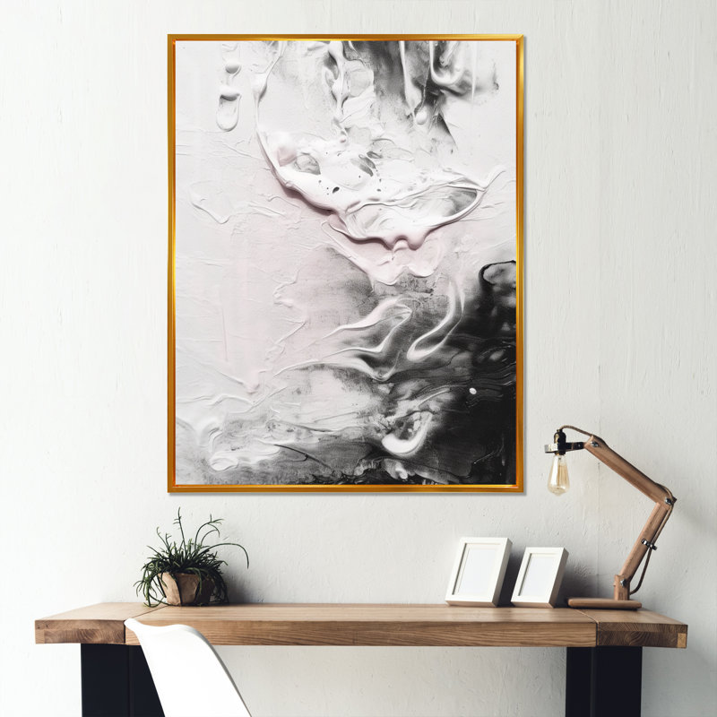 «White Twist Watercolor IV», reproduction d'art sur toile, H 20 po x l 12 po x P 1 po, Cadre flottant doré