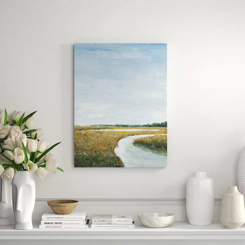 «Returning Home» par Sara Brown, peinture sur toile tendue, H 49 po x l 36 po x P 1,5 po, Couche de verre