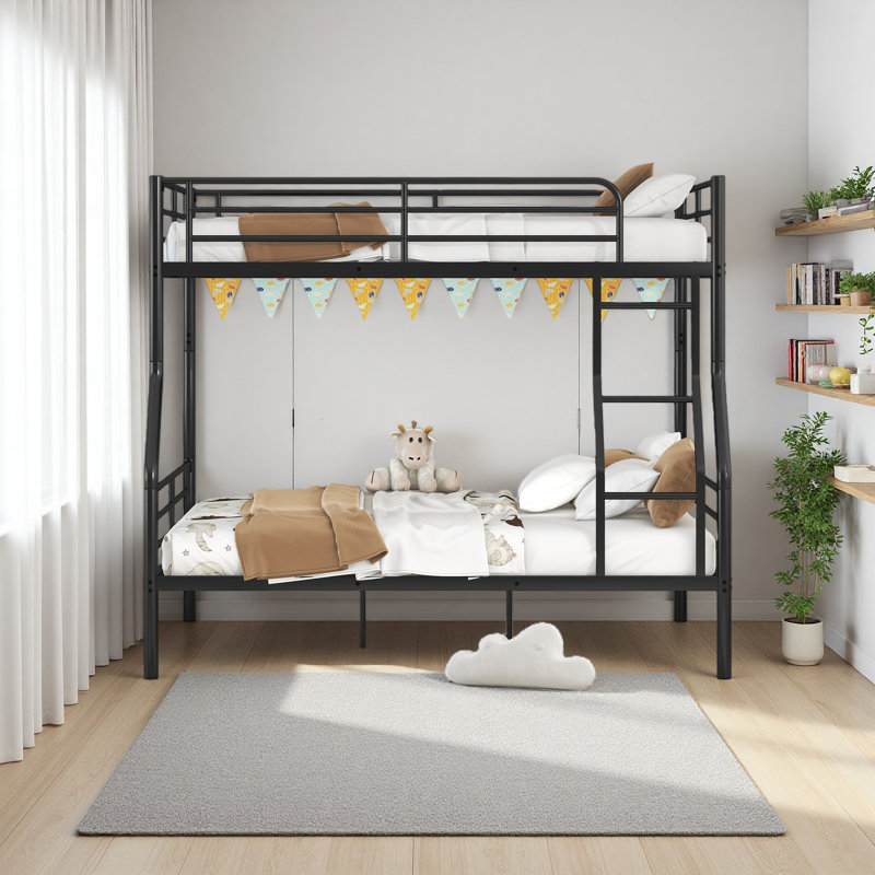 Full XL Over Queen Metal Bunk Bed, Black