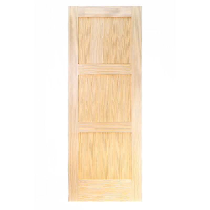 Porte en bois brut 3 panneaux Shaker, 32 po x 79,92 po