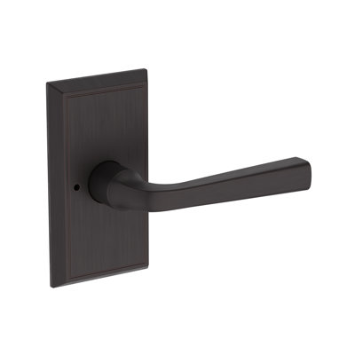 Kinsella Privacy Lever with Chamfered 5in Rose in Lifetime (PVD) Polished Brass