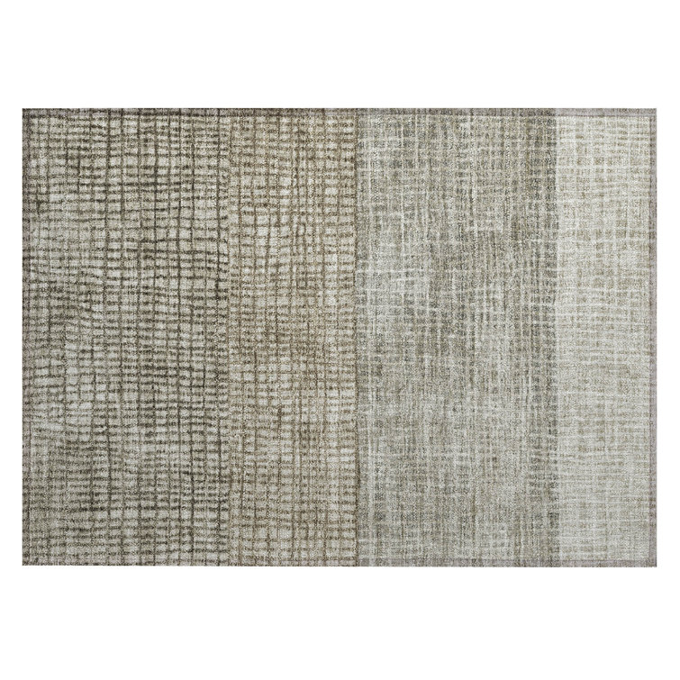 Machine Washable Indoor/Outdoor Xhevrie Taupe Rug