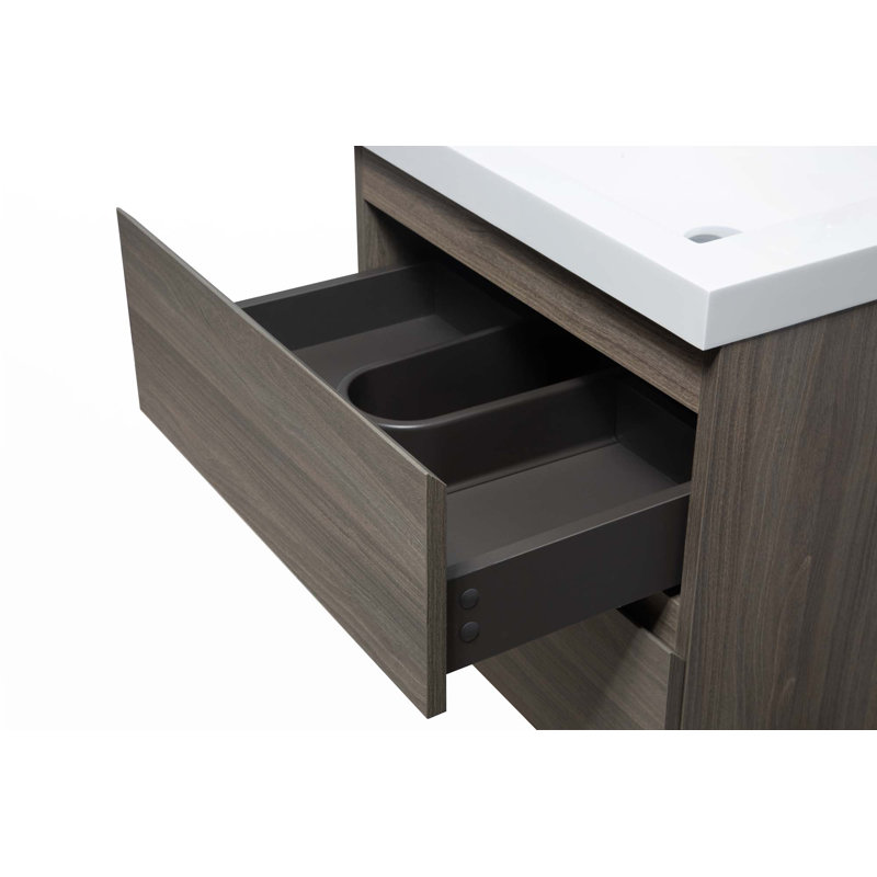 Floating Bathroom Vanity With Sink, Ash Gray