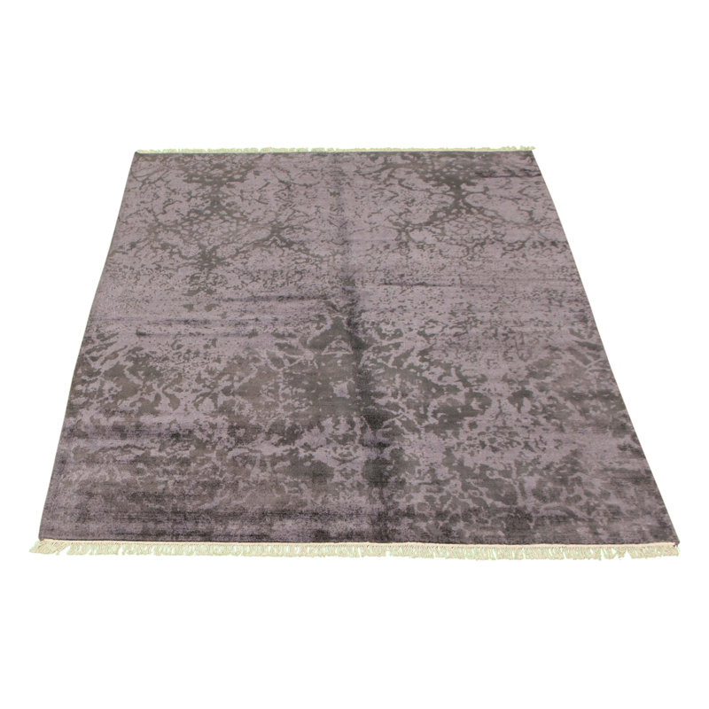 Tapis à la main one-of-kind-noué la 2010 en mauve transitionnel/brun 5 pi 3 po x 7 pi 5 po surface de viscose Valen