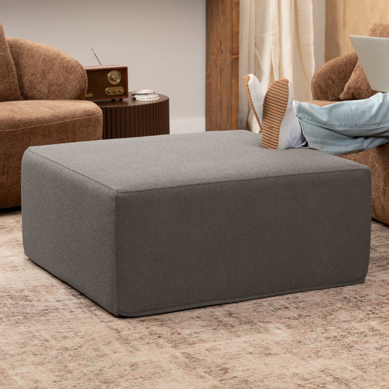 Repose-pieds surdimensionné Jaxx Fairlie Couch, Fausse fourrure gris foncé Boucle