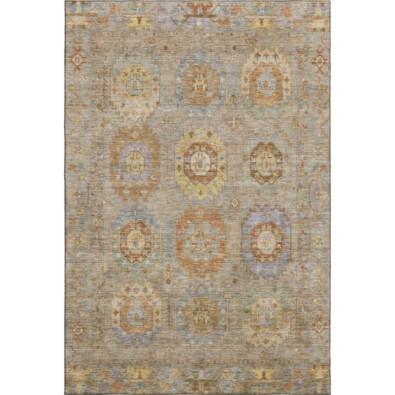 Premium Machine Washable Mayfield AMF2227 Panel Rug, Taupe, 5' x 7'6"