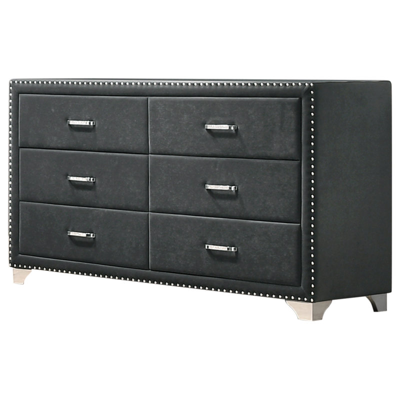 Commode double 6 tiroirs Delphine, gris