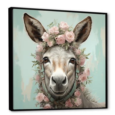 Adorable portrait floral d'âne - art mural d'âne
