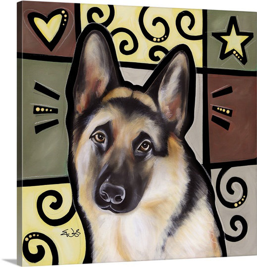 «German Shepard Pop Art» par Diethild, impression sur toile, H 20 po x l 20 po x P 1,25 po