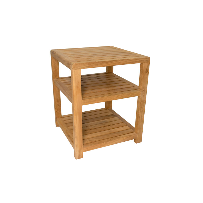 Banc de rangement pour spa / salle de bain en teck naturel Rebrilliant - 14 po