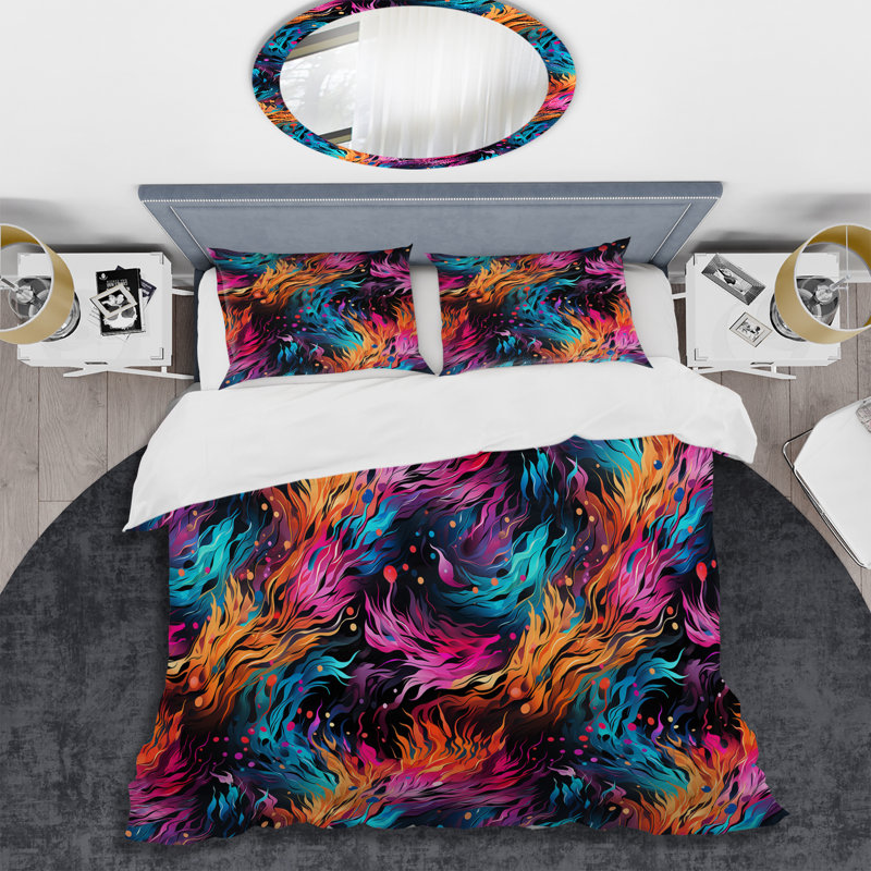 Ensemble de housse de couette Futuristic Striped Fusion, Housse de couette pour grand lit et 2 taies décor