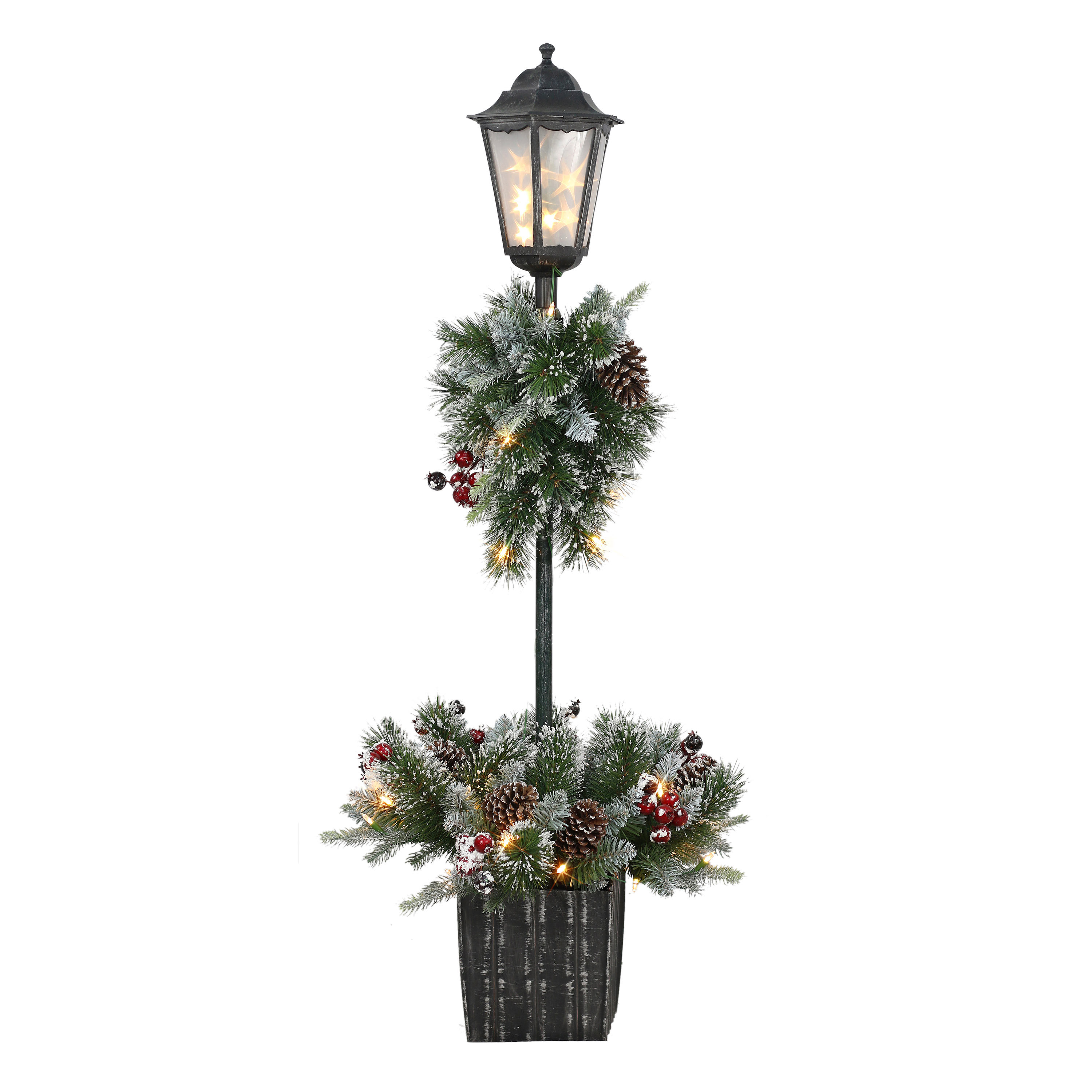 The Holiday Aisle® Pre-Lit Flocked Artificial Pine Lighted Display ...