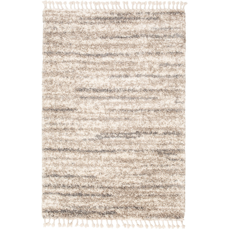Tapis beige à poils longs Roush, Rectangle 7 pi 10 po x 9 pi 10 po