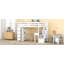 Lit mezzanine avec tiroirs de rangement, bureau et escalier, lit mezzanine en bois avec tablettes-1054120529