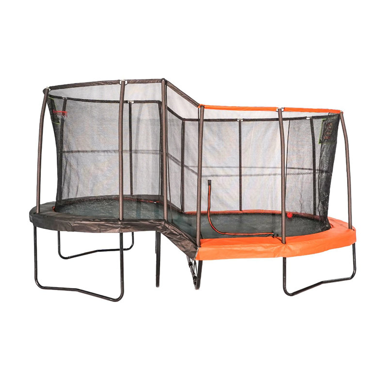 10' x 17' Black Steel Oval Trampoline with Enclosure