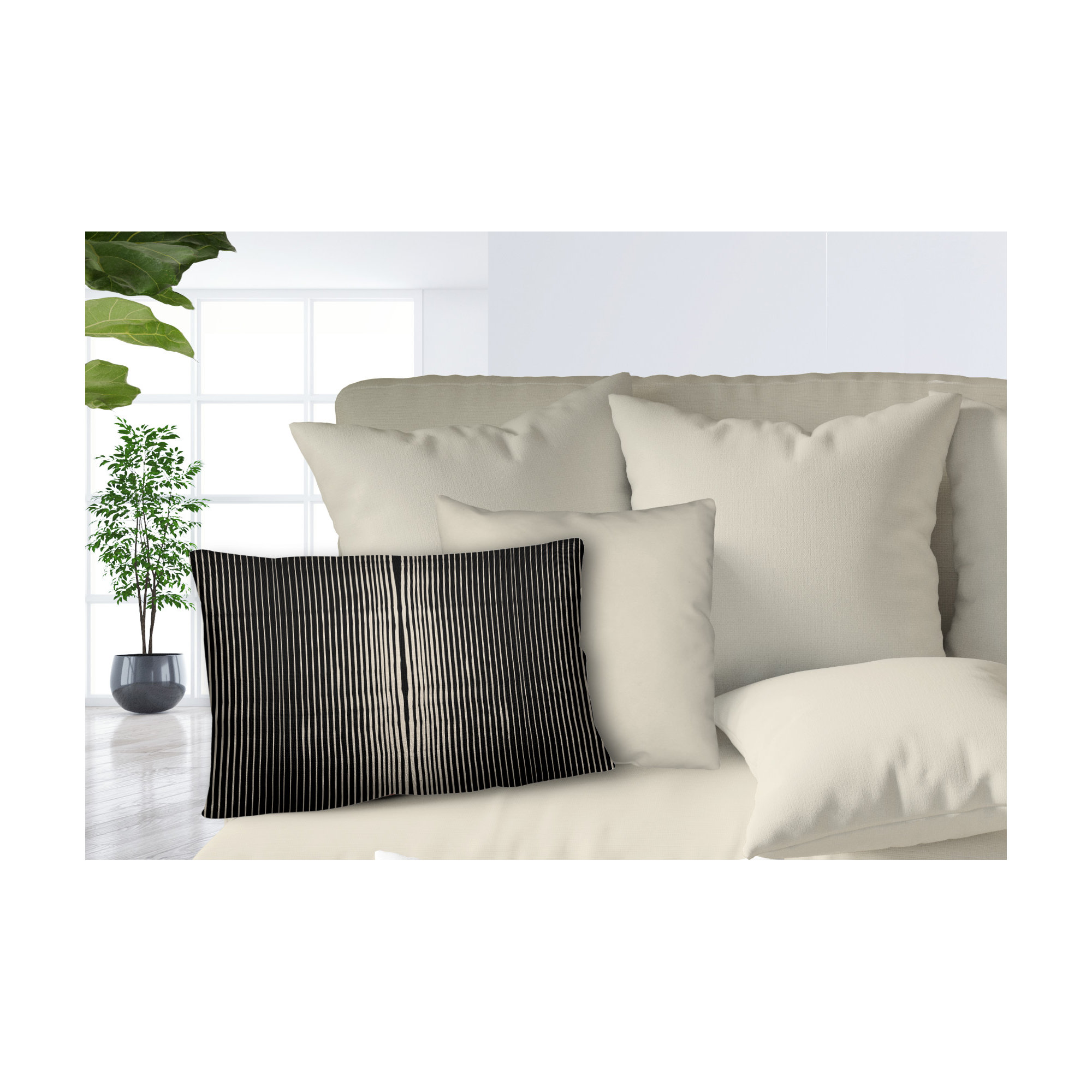 Ash Indoor/Outdoor Lumbar Throw Pillow, Black