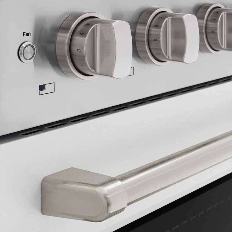 ZLINE Autograph 36 in. Paramount Induction Range with 5 Element Cooktop & Champagne Bronze Accents, White Matte