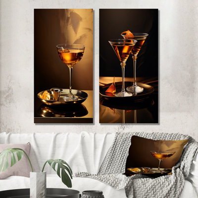 Sidecar Soiree Bronze Cocktail - Cocktails Metal Art Print Set Of 2
