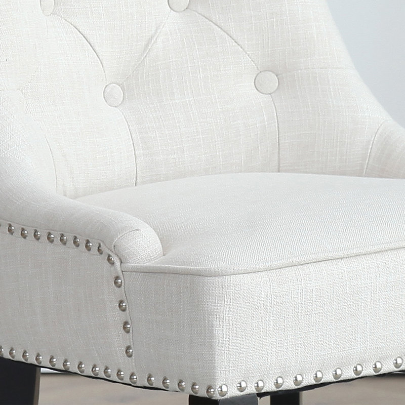 Chaise capitonnée beige rembourrée , Lin beige
