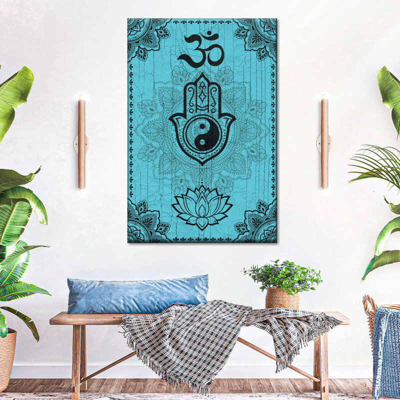Yin Yang sur Hamsa, H 48 po x l 32 po x P 1,25 po