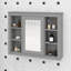 Armoire de salle de bain moderne avec miroir, armoire à miroir avec 6 tablettes ouvertes-538149765