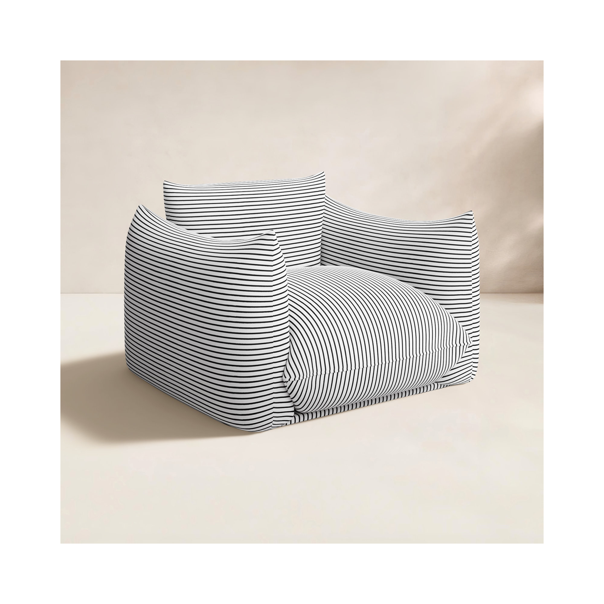  Patio Chair, Black/White