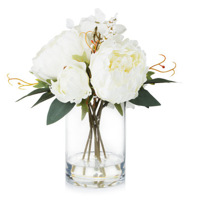 Silk Peonies Arrangement in Vase