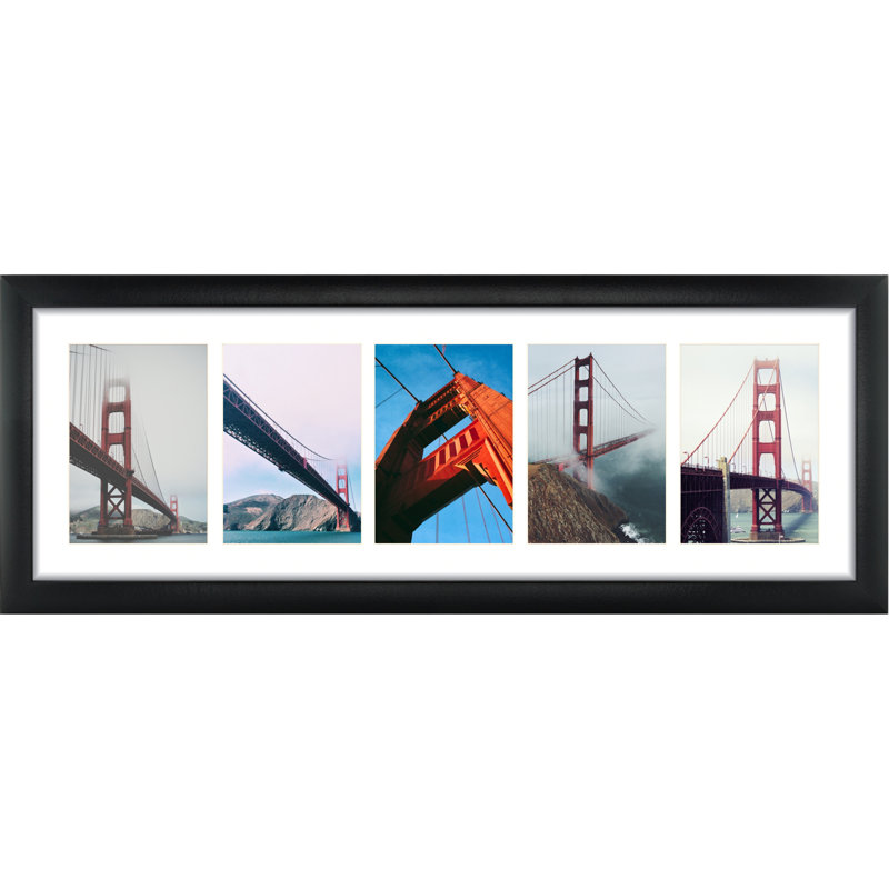 Black Matte Picture Frame with Mat, 5" x 7", 9" x 27"