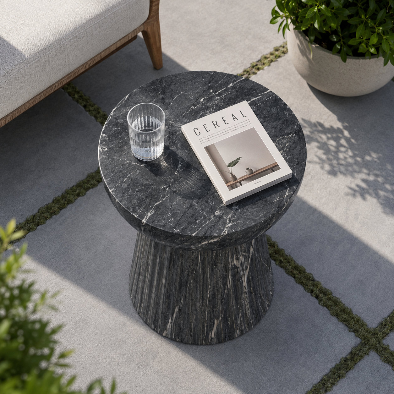 15" Patio Side Table, Dark Gray
