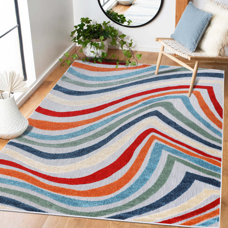 Tapis intérieur rayé Keyveon Wave, Rectangulaire 8 pi x 10 pi