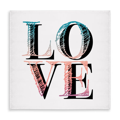 Colorful Love Tablecloth - Motivational Quotes & Flowers Decor