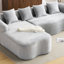 En forme de L gris modulaire avec méridienne incurvée, pleine compression, mousse haute, 4 sièges pour appartement, siège confortable plus profond et surélevé, coussins, conception à compression, espace de vie principal,