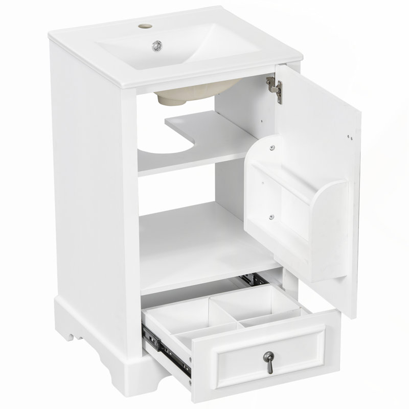 Meuble-lavabo mural de 36 pouces avec comptoir en pierre frittée gris clair, lavabo en céramique et armoire à grain de bois espresso pour salle de bain moderne